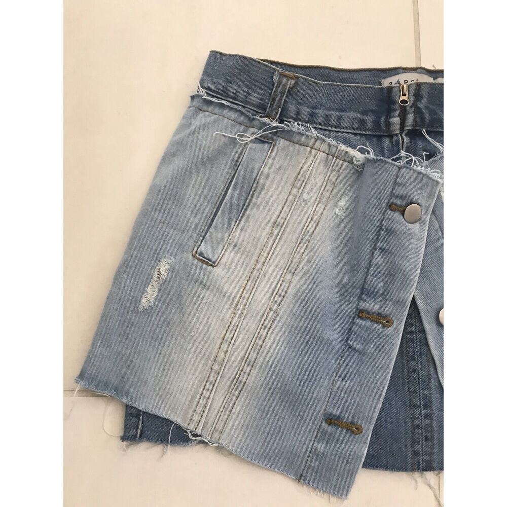 36Point5 Distressed Denim Micro Mini Skirt - Picture 2 of 12